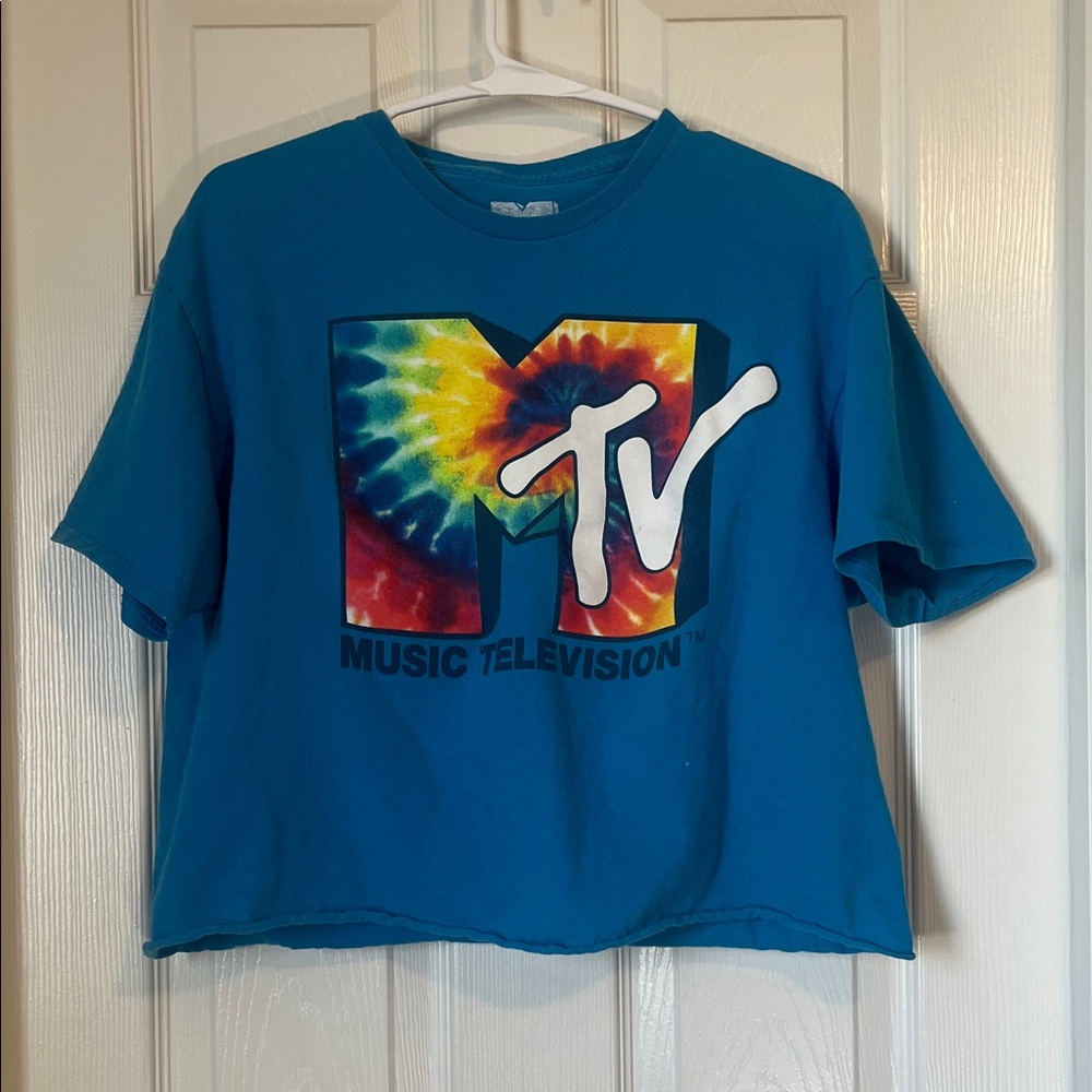 MTV Teal Tee with White Logo Print